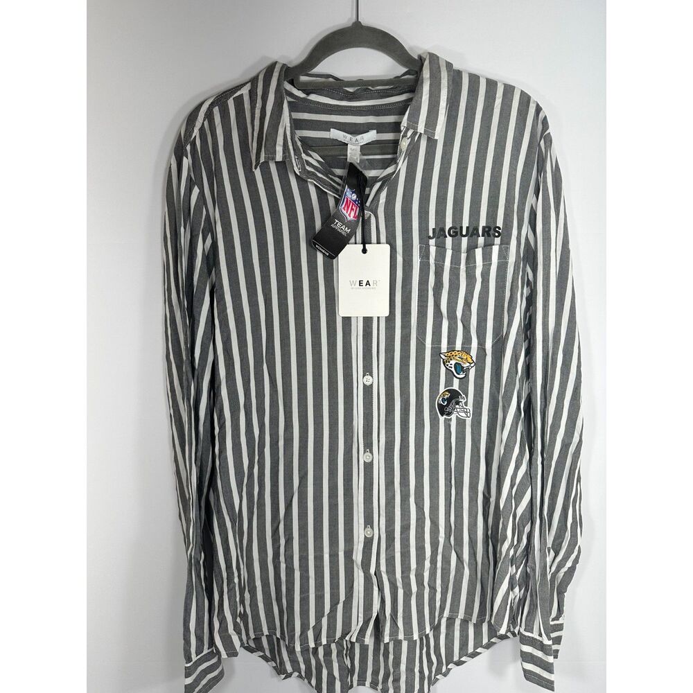 WEAR by Erin Andrews Jacksonville Jaguars Women XL Striped Button Up Shirt NWT